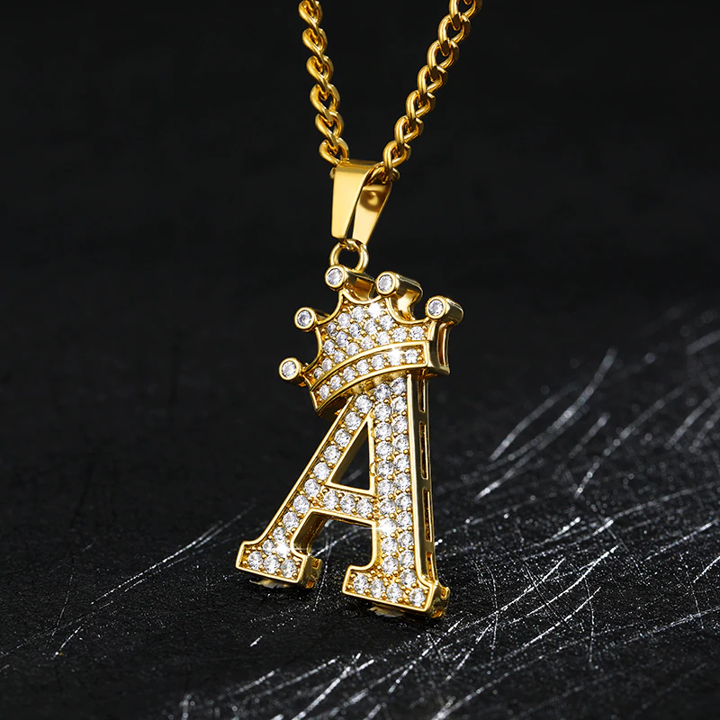 Crown initial online pendant